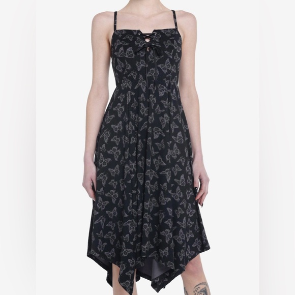 Hot Topic Dresses & Skirts - NWT Cosmic Aura Black & Grey Butterfly Hanky Hem Dress size medium Hot Topic 🖤